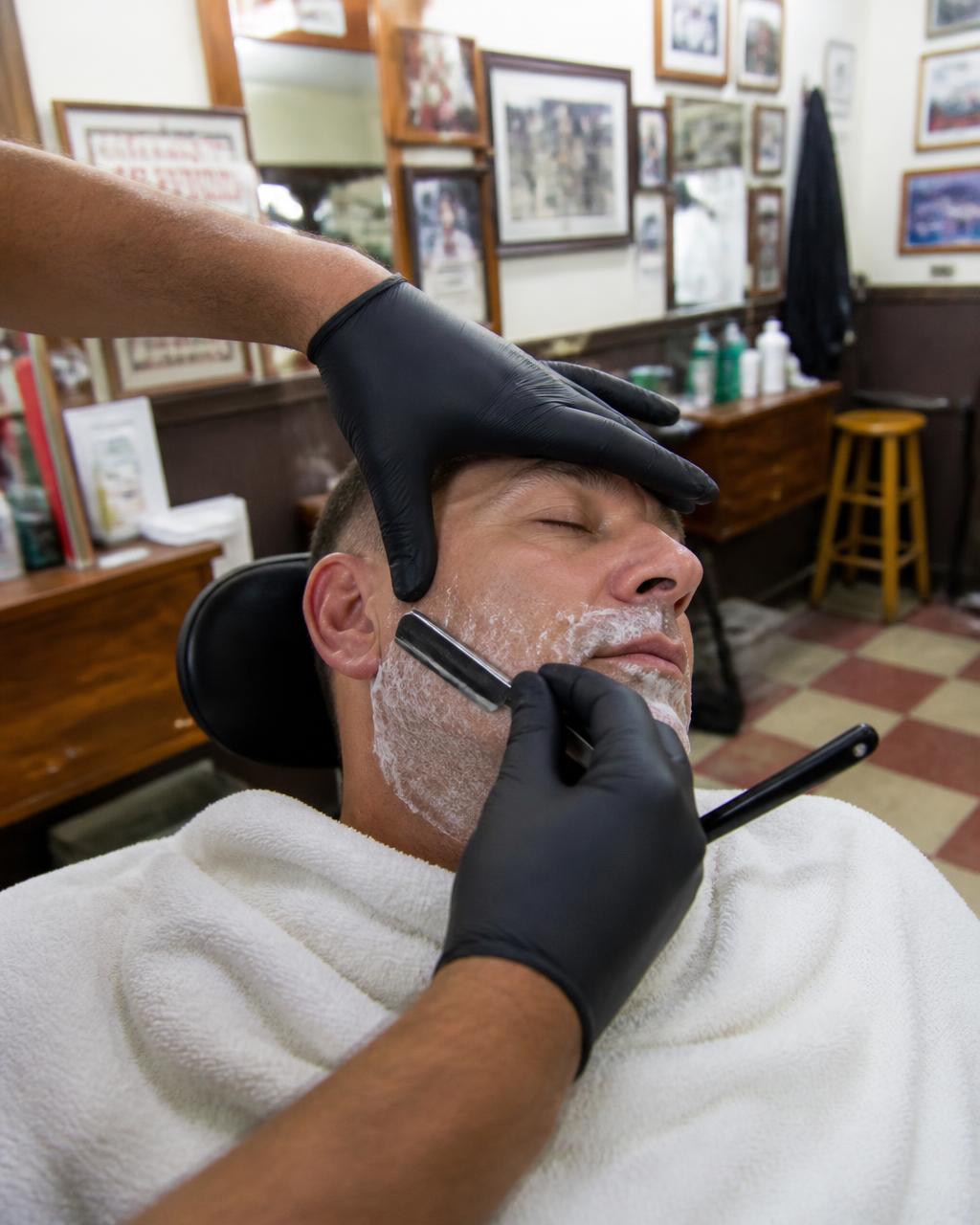 Traditional straight razor hot towel shave at GC Miami Barbers